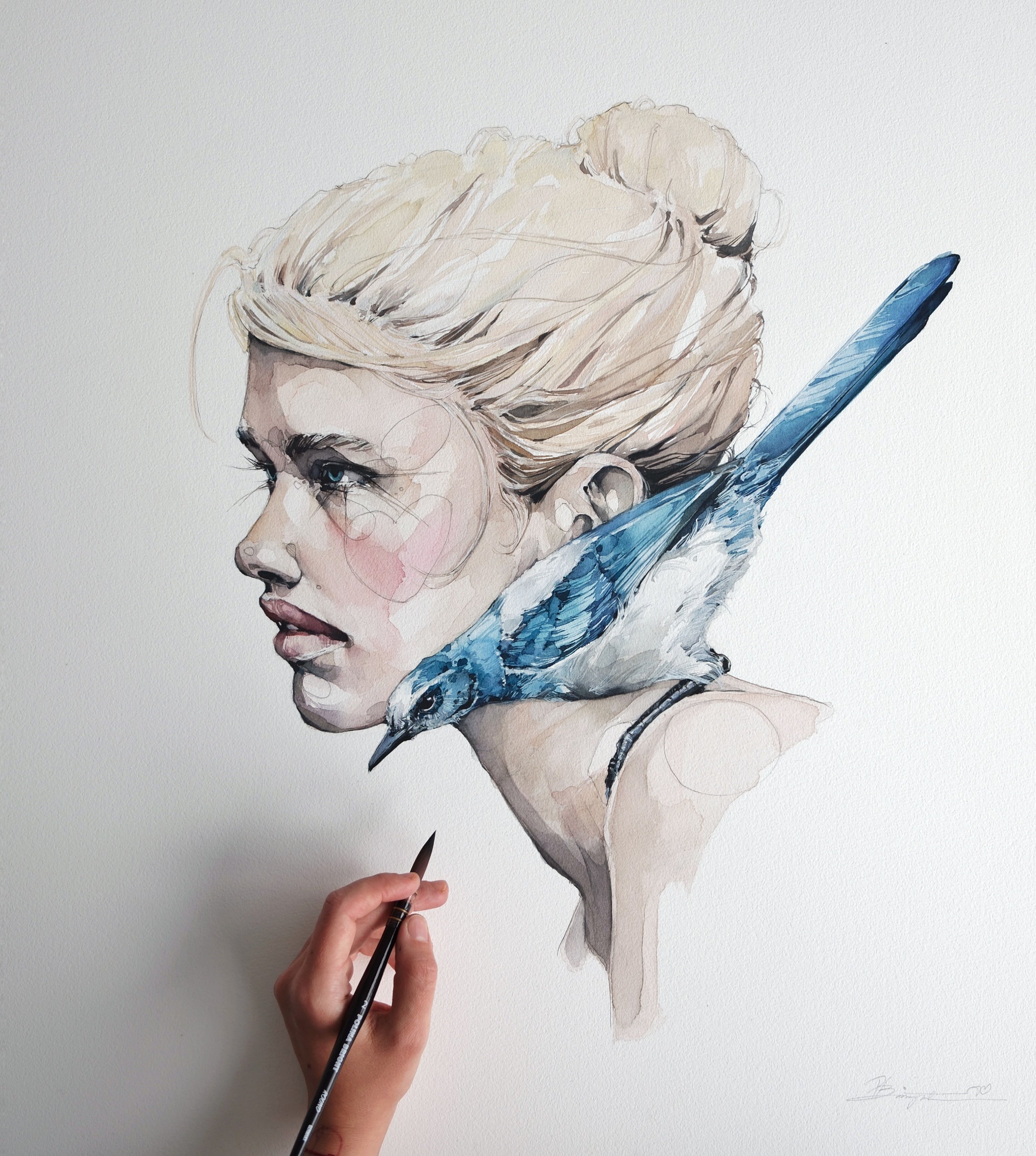 Girl with Florida Scrub-Jay