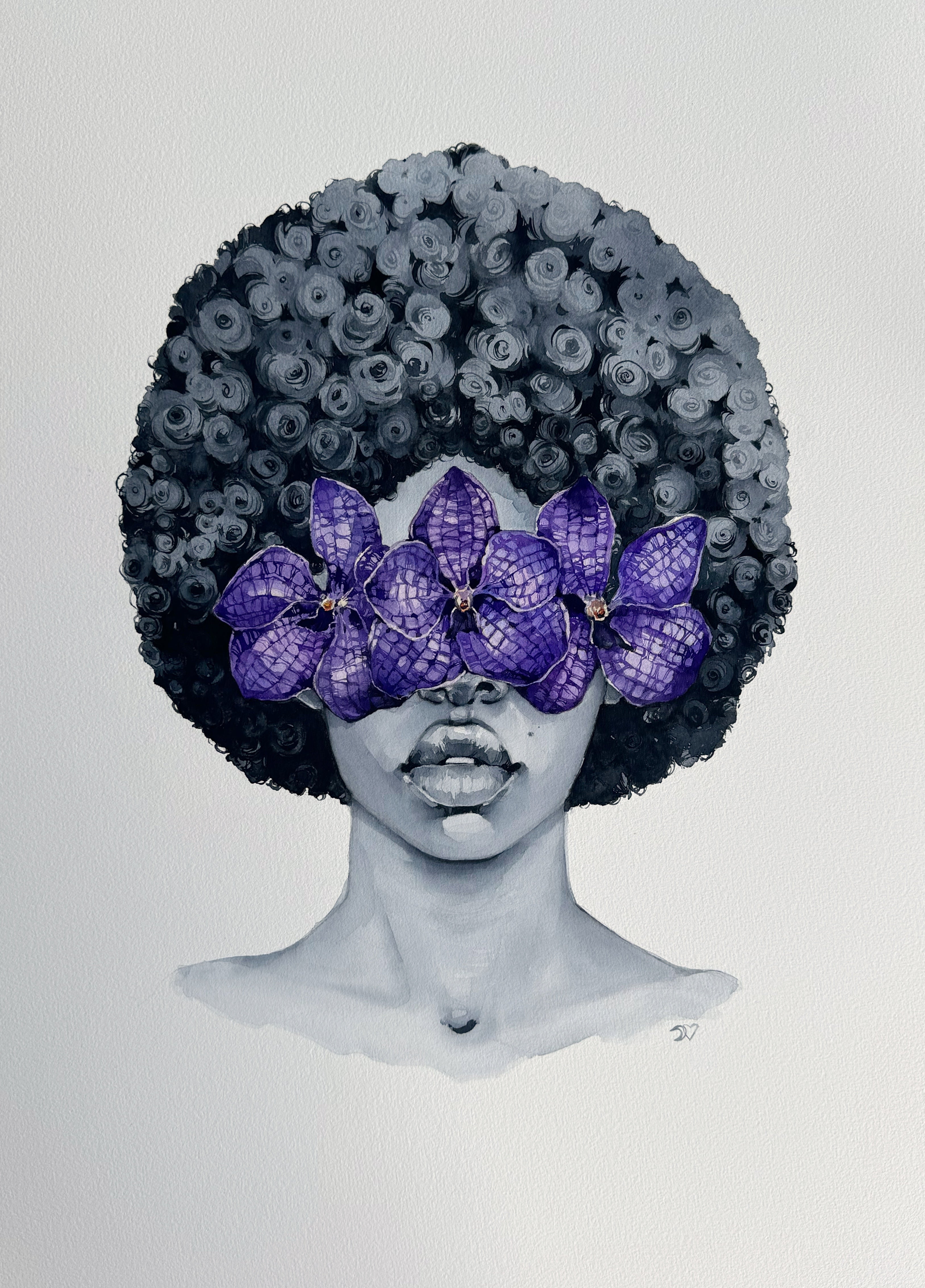 Purple orchid blindfolded