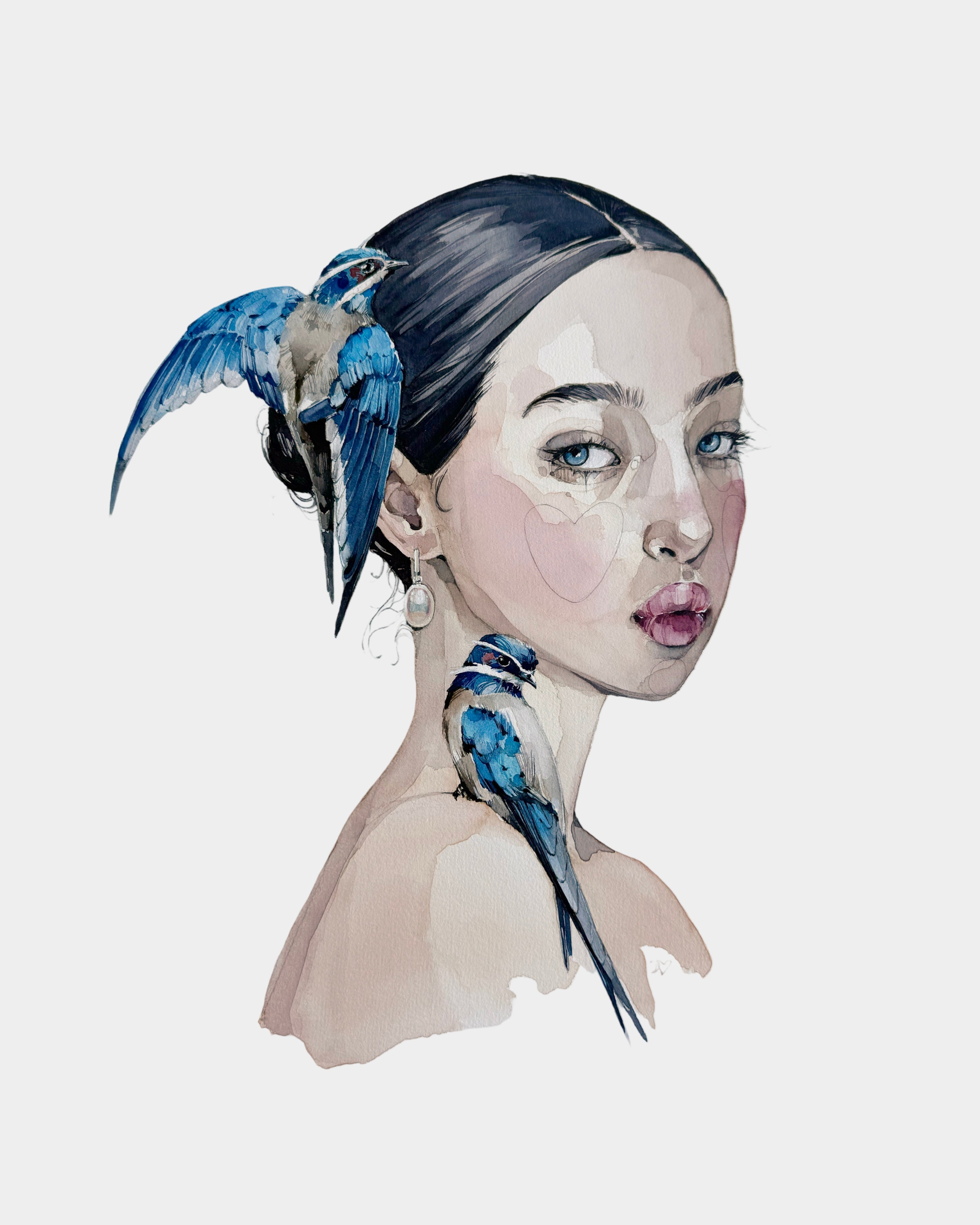 Girl with whiskered treeswift