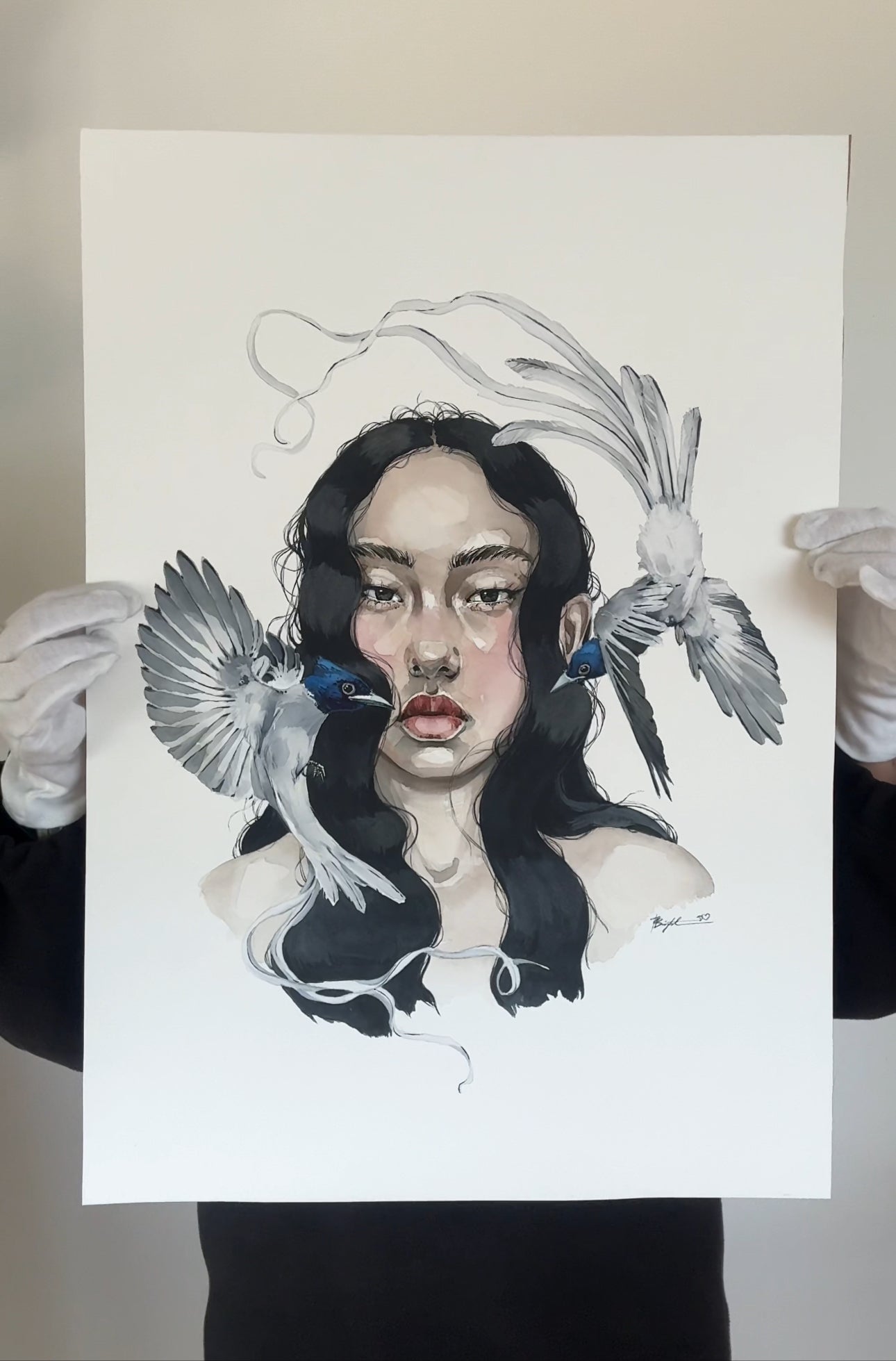 Girl with paradise flycatcher