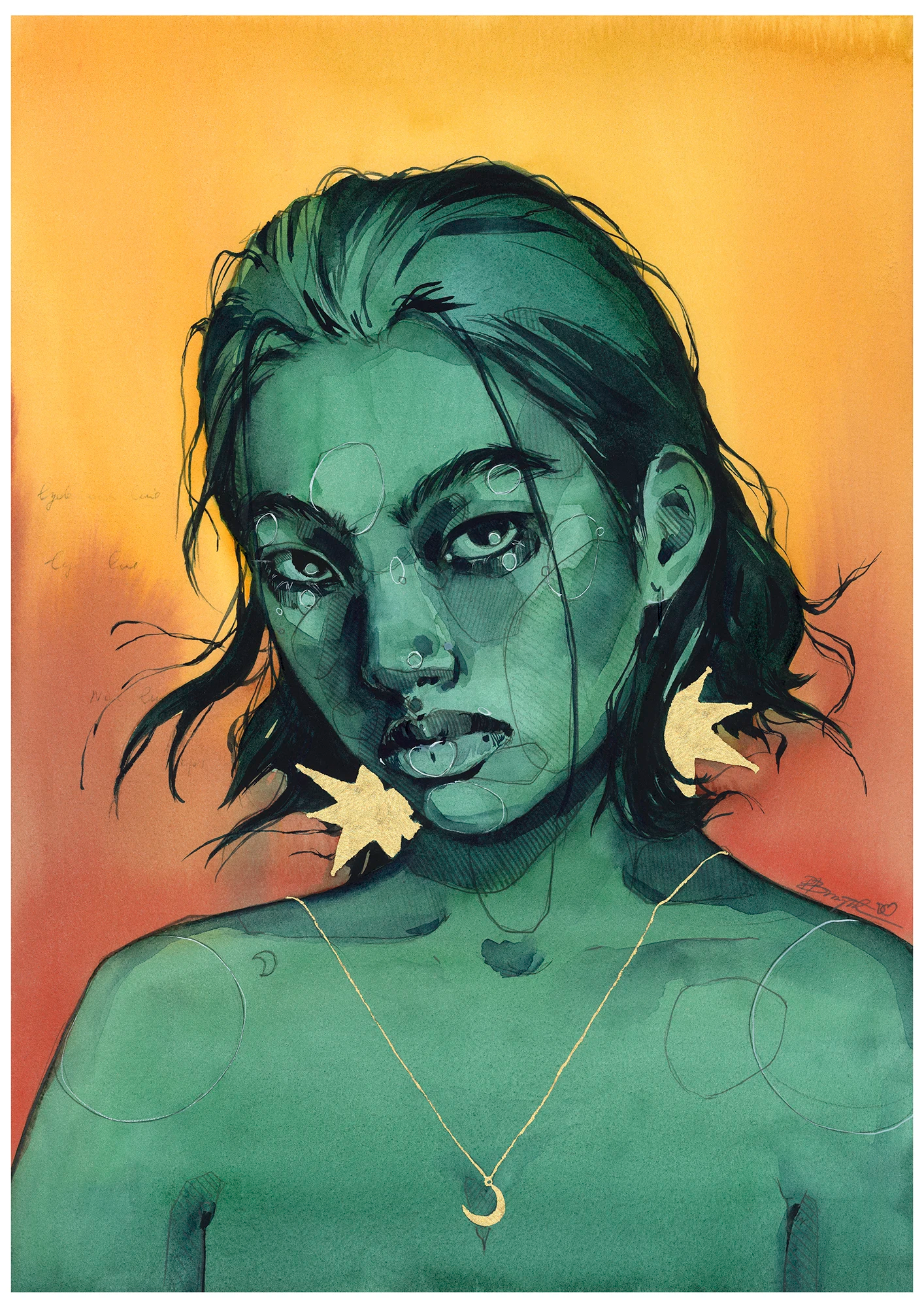 Emerald glow print by Polina Bright