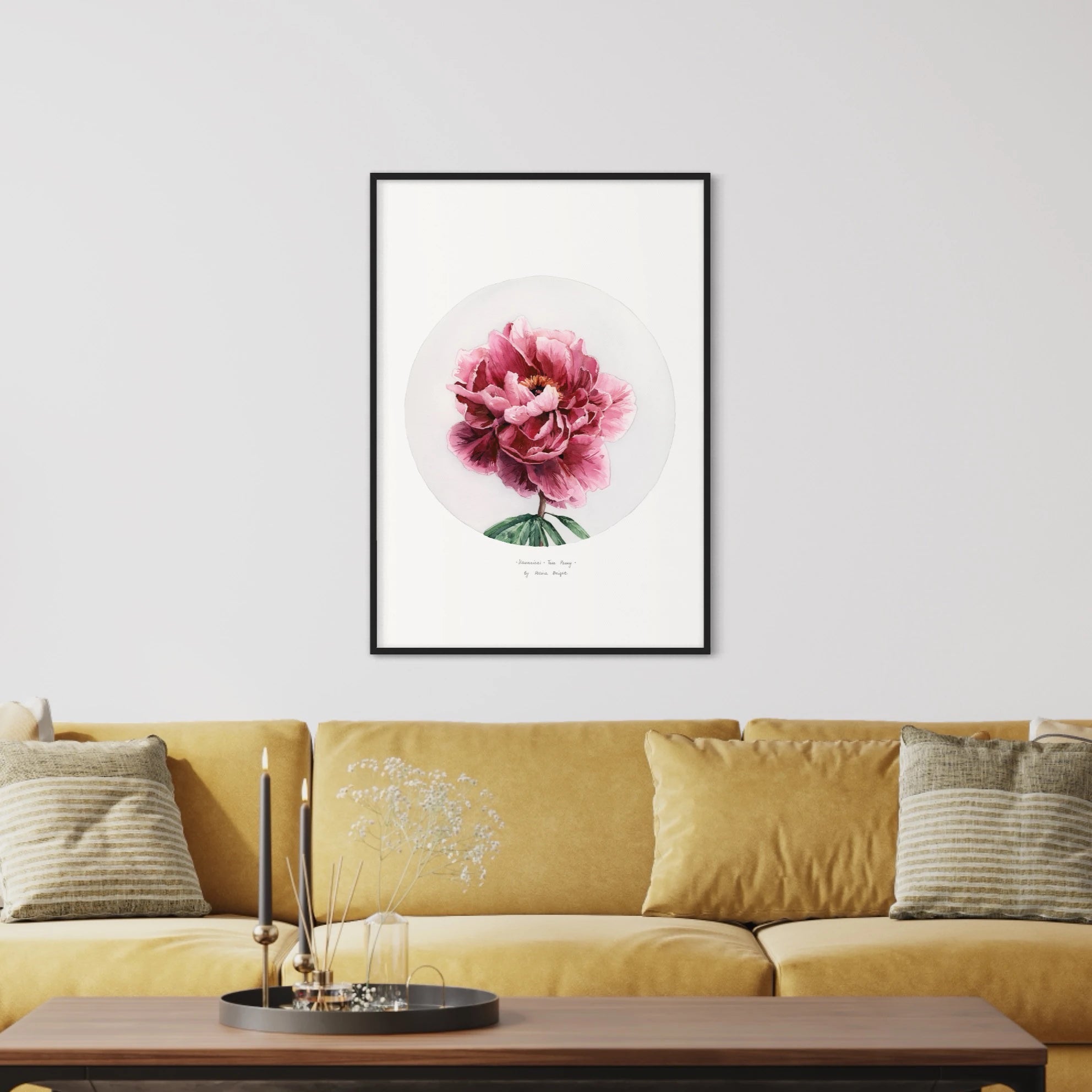 Hanakisoi tree peony print in interior by Polina Bright