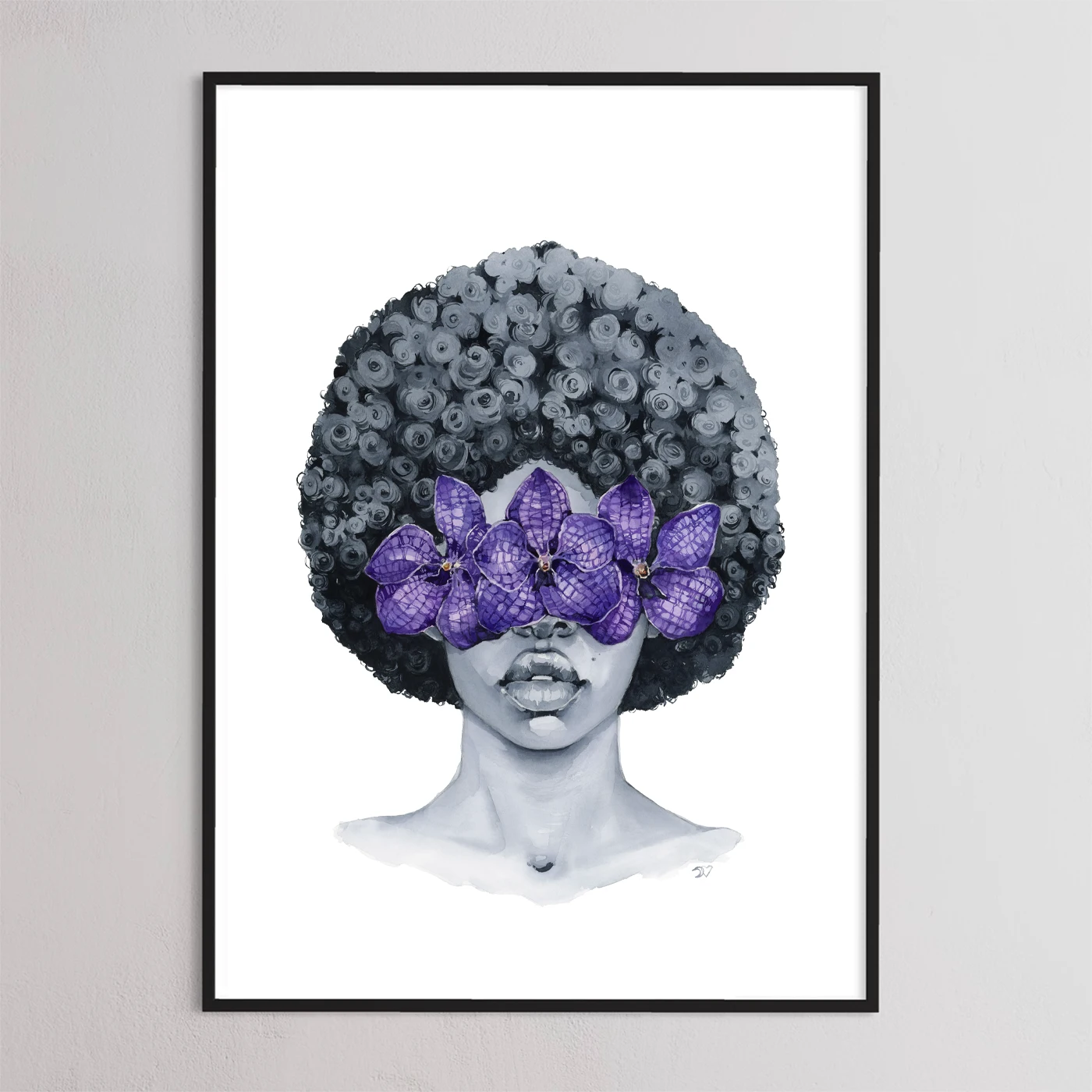Purple orchid blindfolded print by Polina Bright