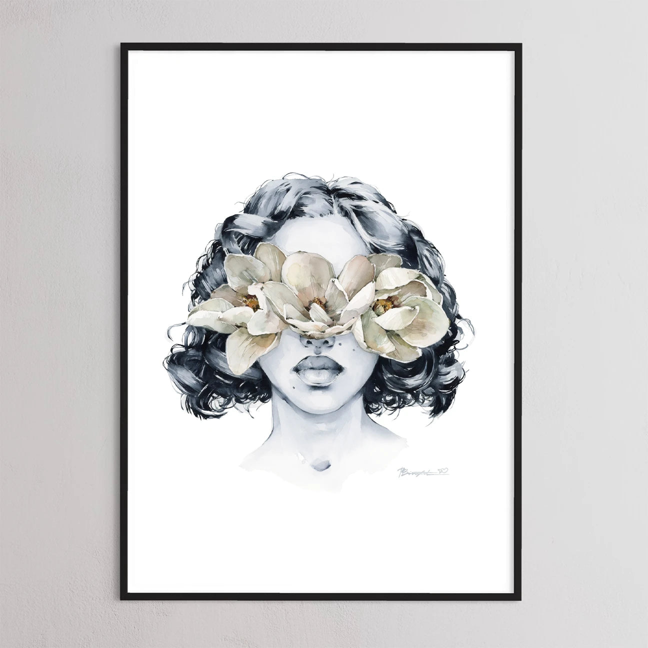 White magnolia blindfolded print by Polina Bright