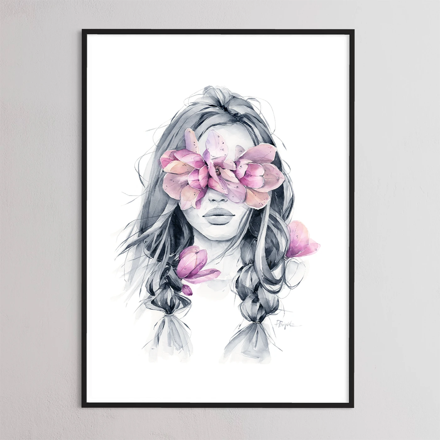 Wild magnolia blindfolded print by Polina Bright