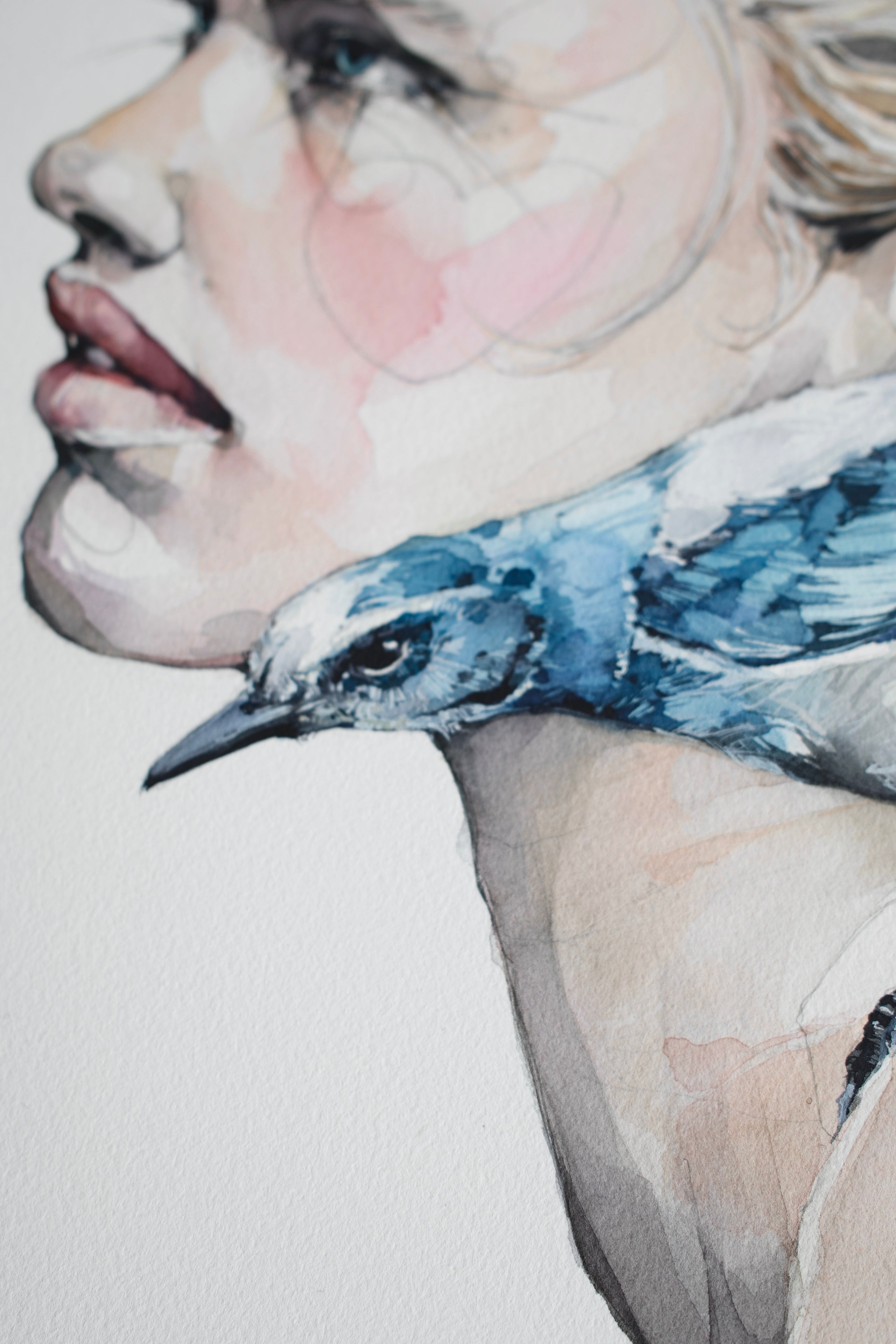 Girl with Florida Scrub-Jay | Original Artwork