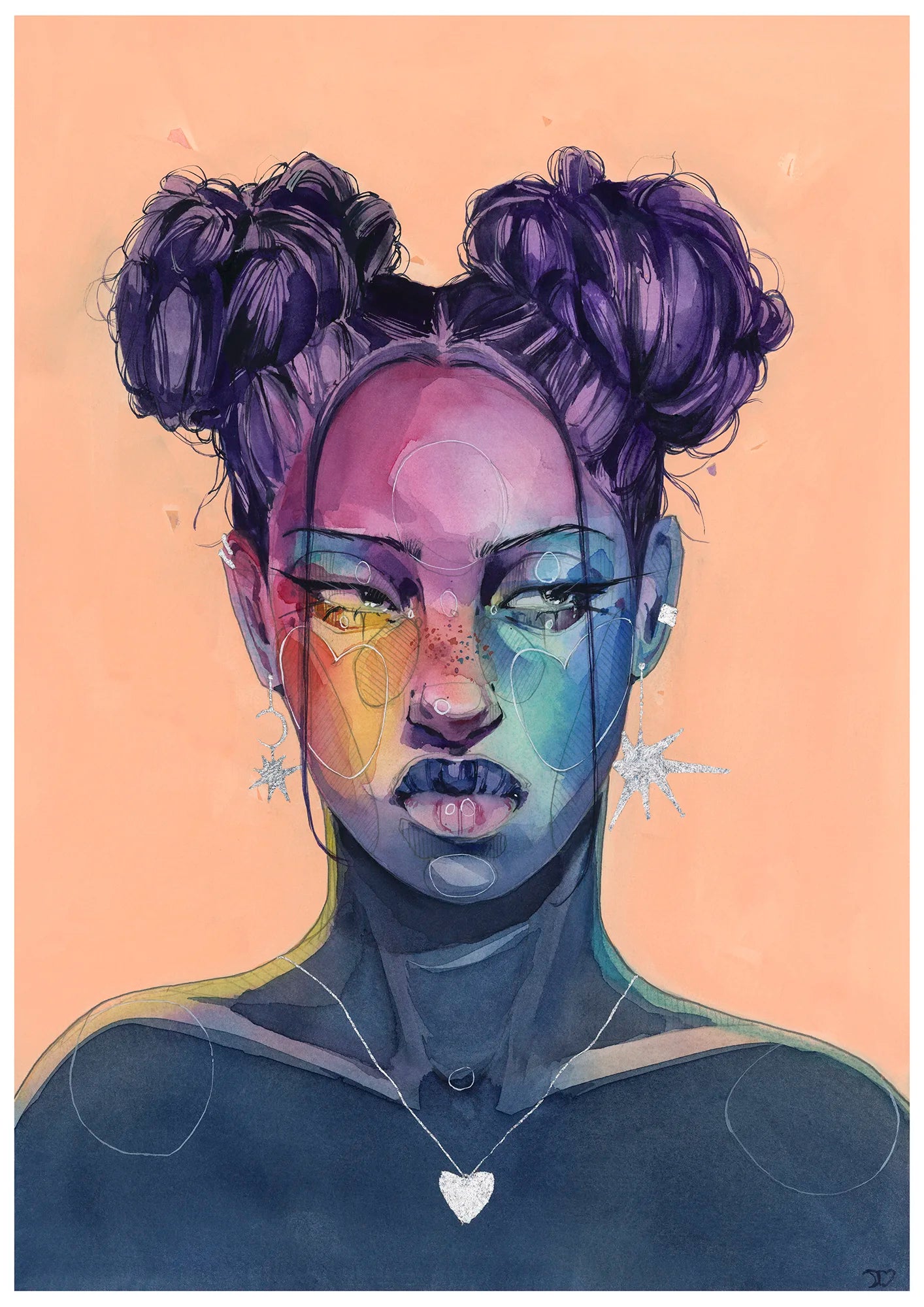 Dreamy ones - Aurora - print by Polina Bright