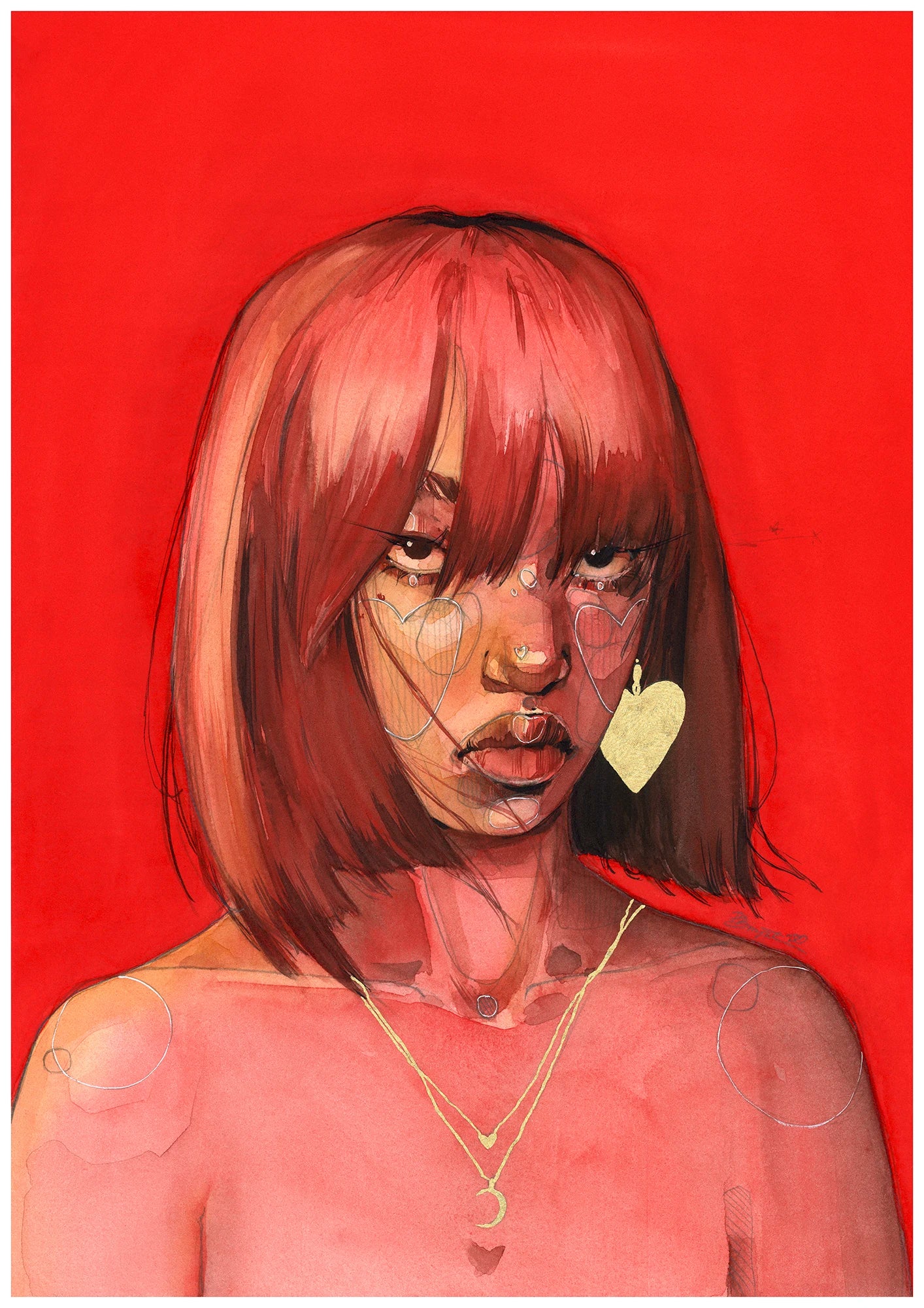 Dreamy - Heartless print by Polina Bright
