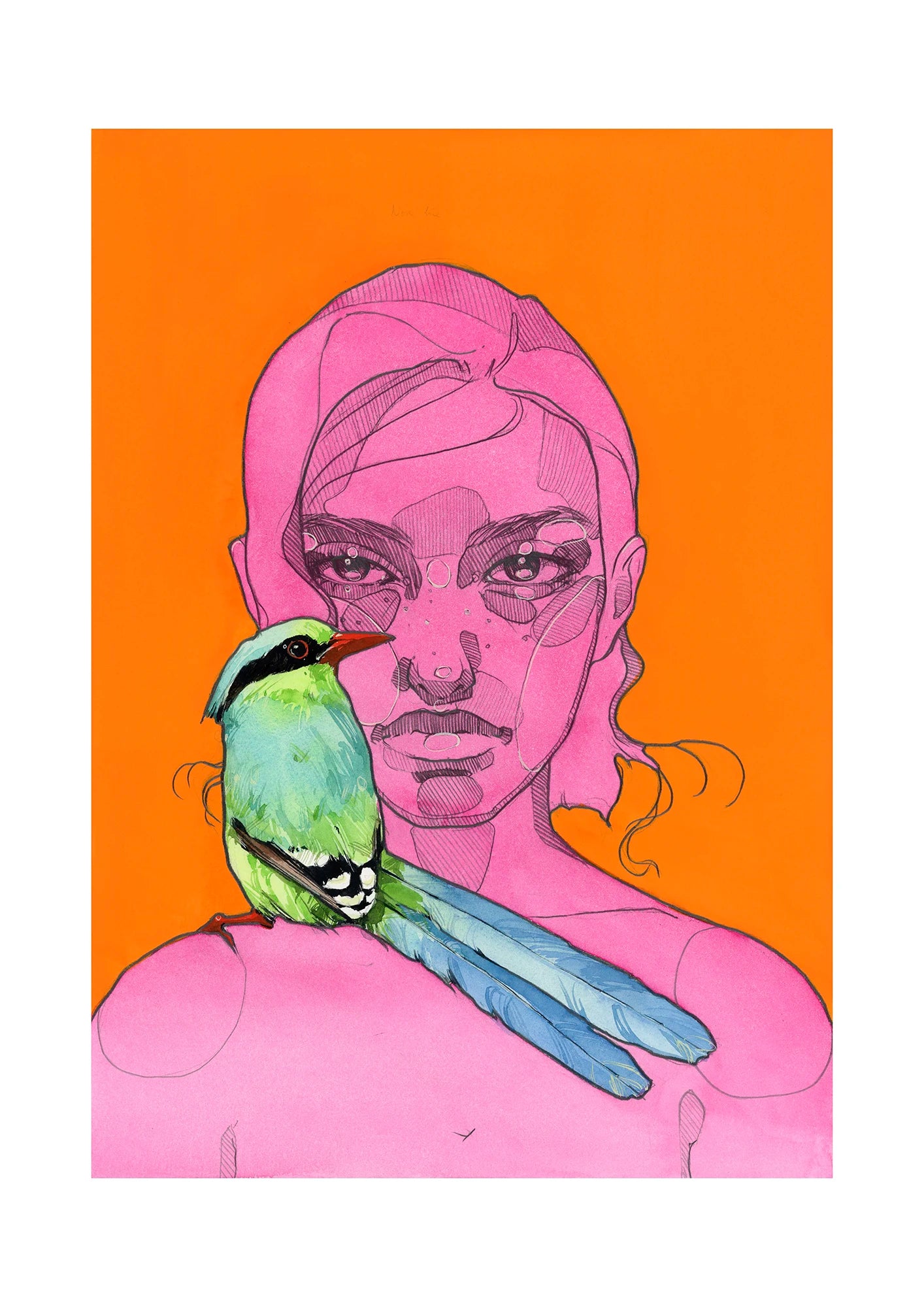Green magpie print from the Gradient collection by Polina Bright