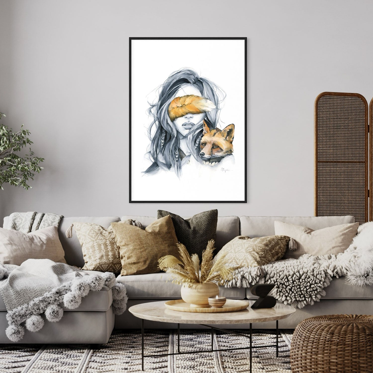 Fox blindfolded print by Polina Bright