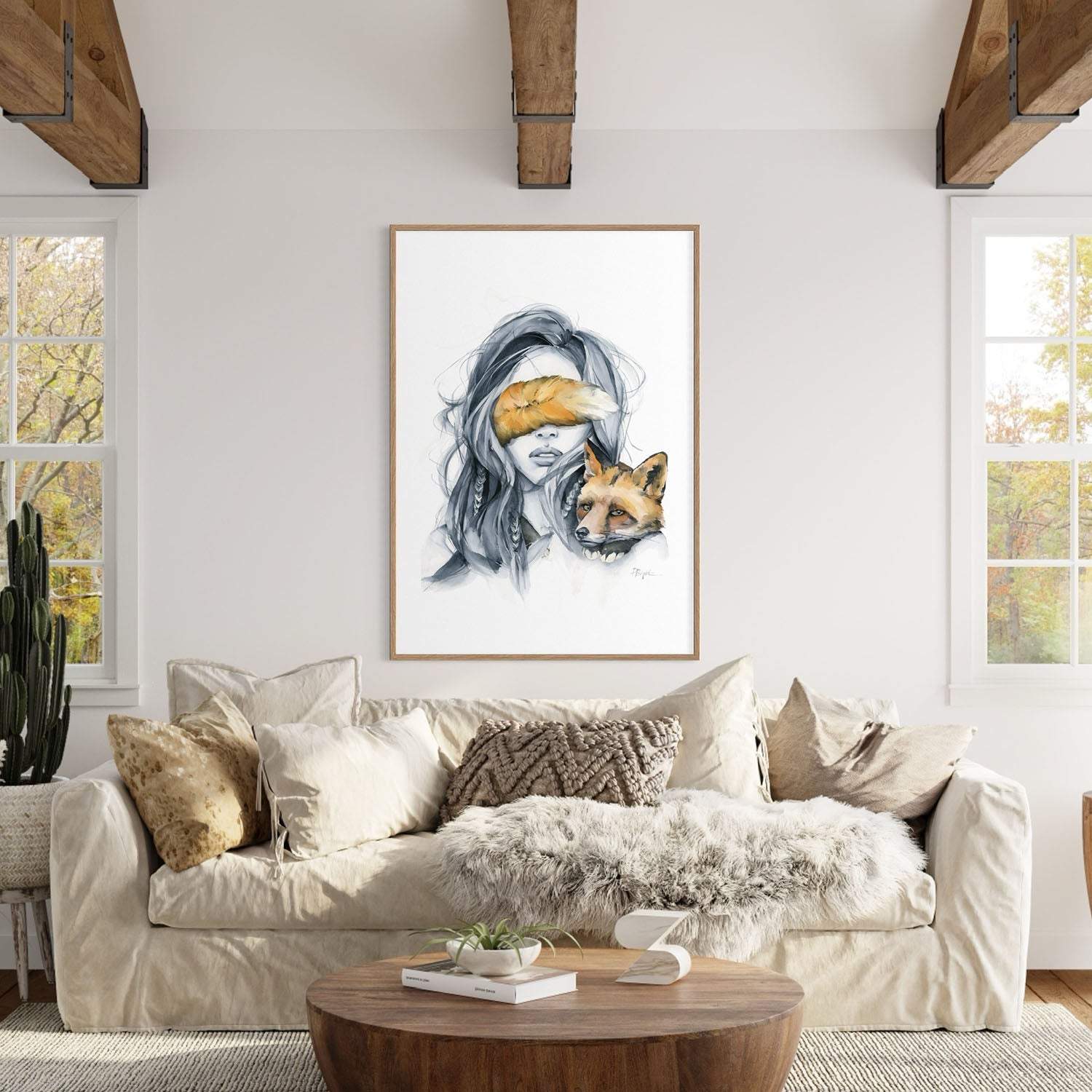 Fox blindfolded print by Polina Bright