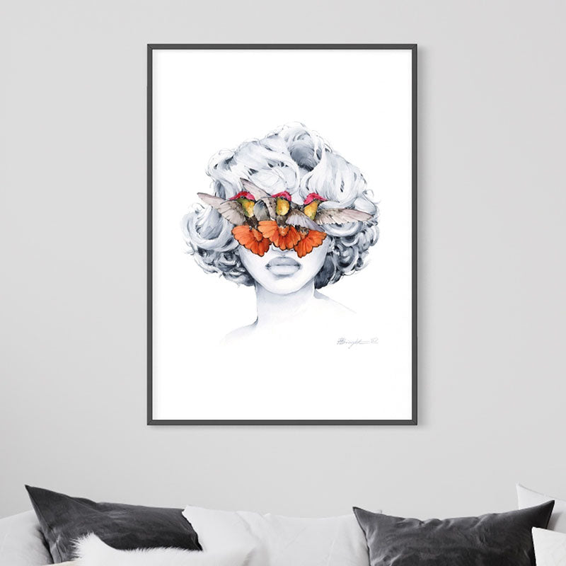 Ruby Hummingbird blindfolded print by polina bright