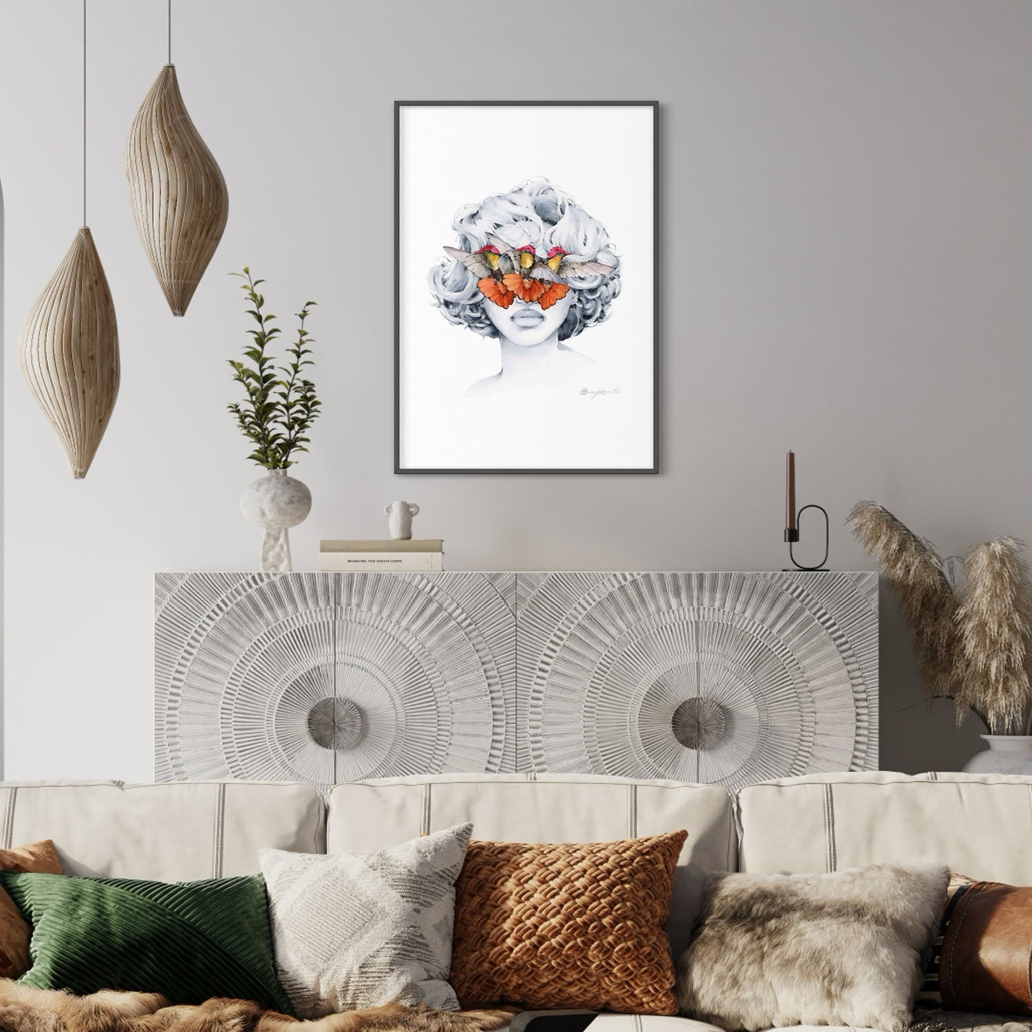 Ruby Hummingbird blindfolded print by polina bright