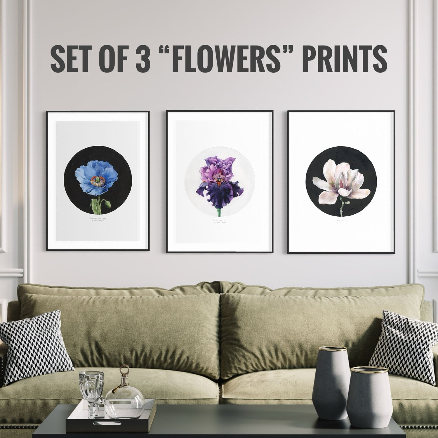 Set of 3 Prints from the "Flowers" collection - Polina Bright