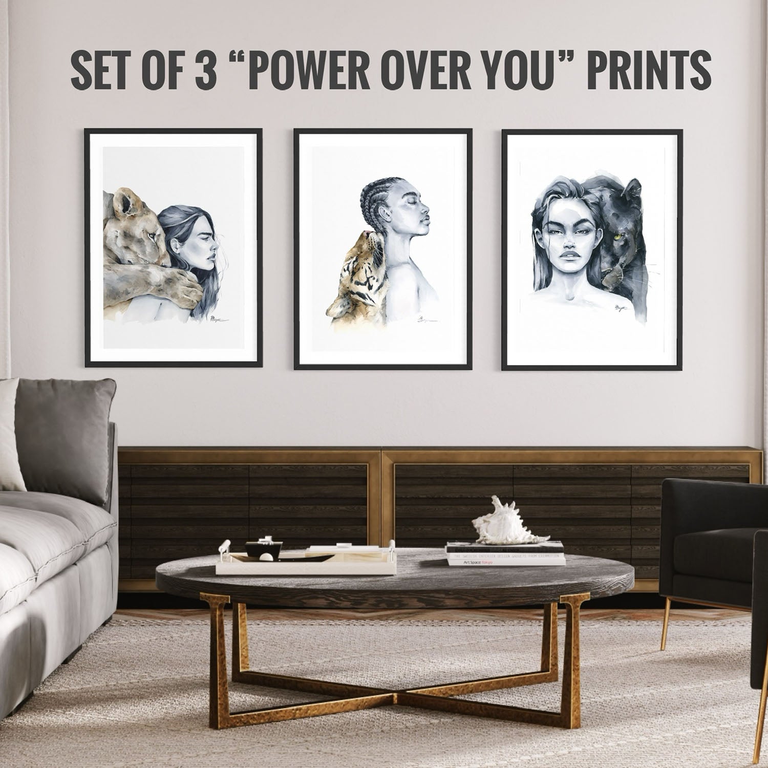 set of 3 prints from Power over you collection by Polina Bright